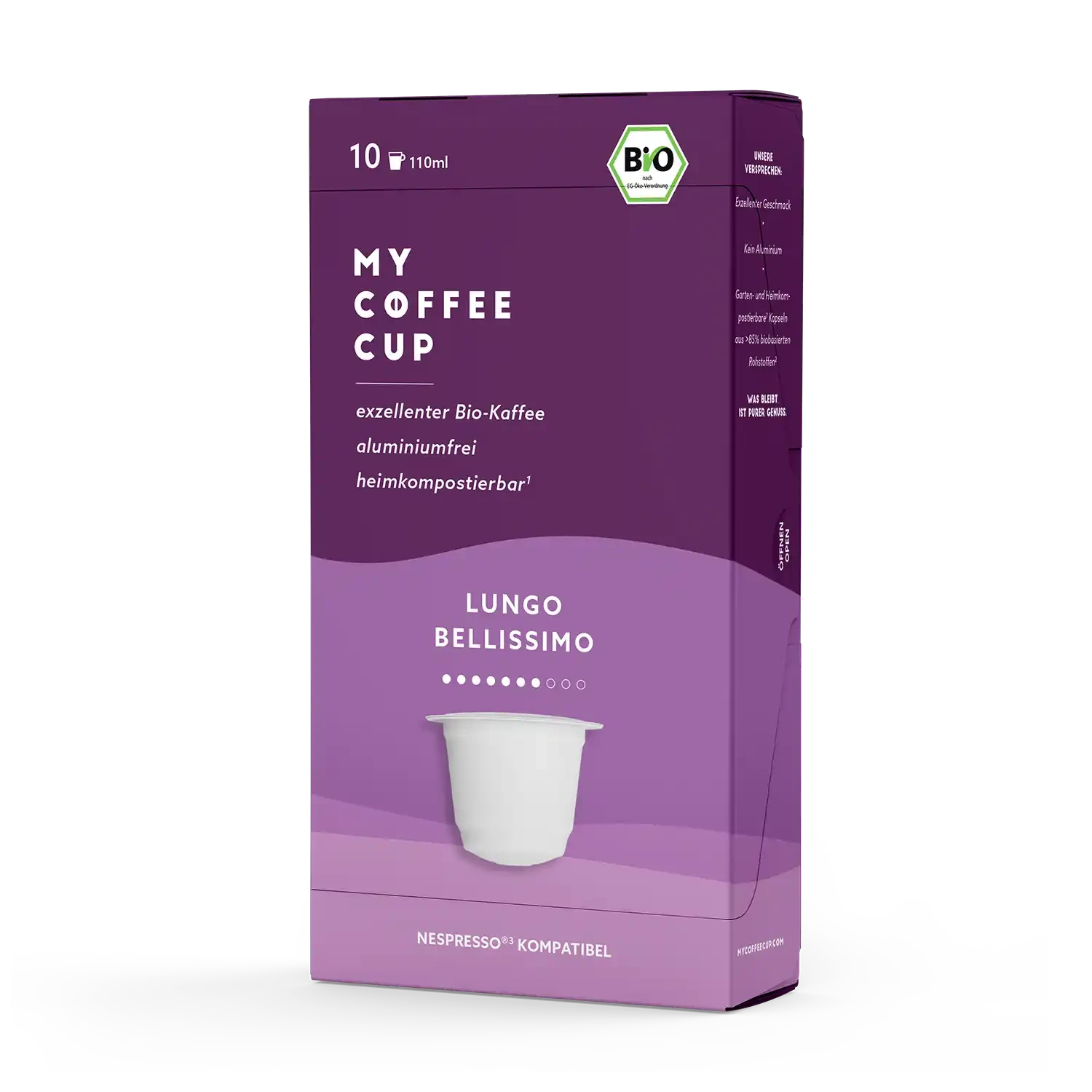 Nespresso kompatible Kapseln - lungo bellissimo side profile - MyCoffeeCup.ch