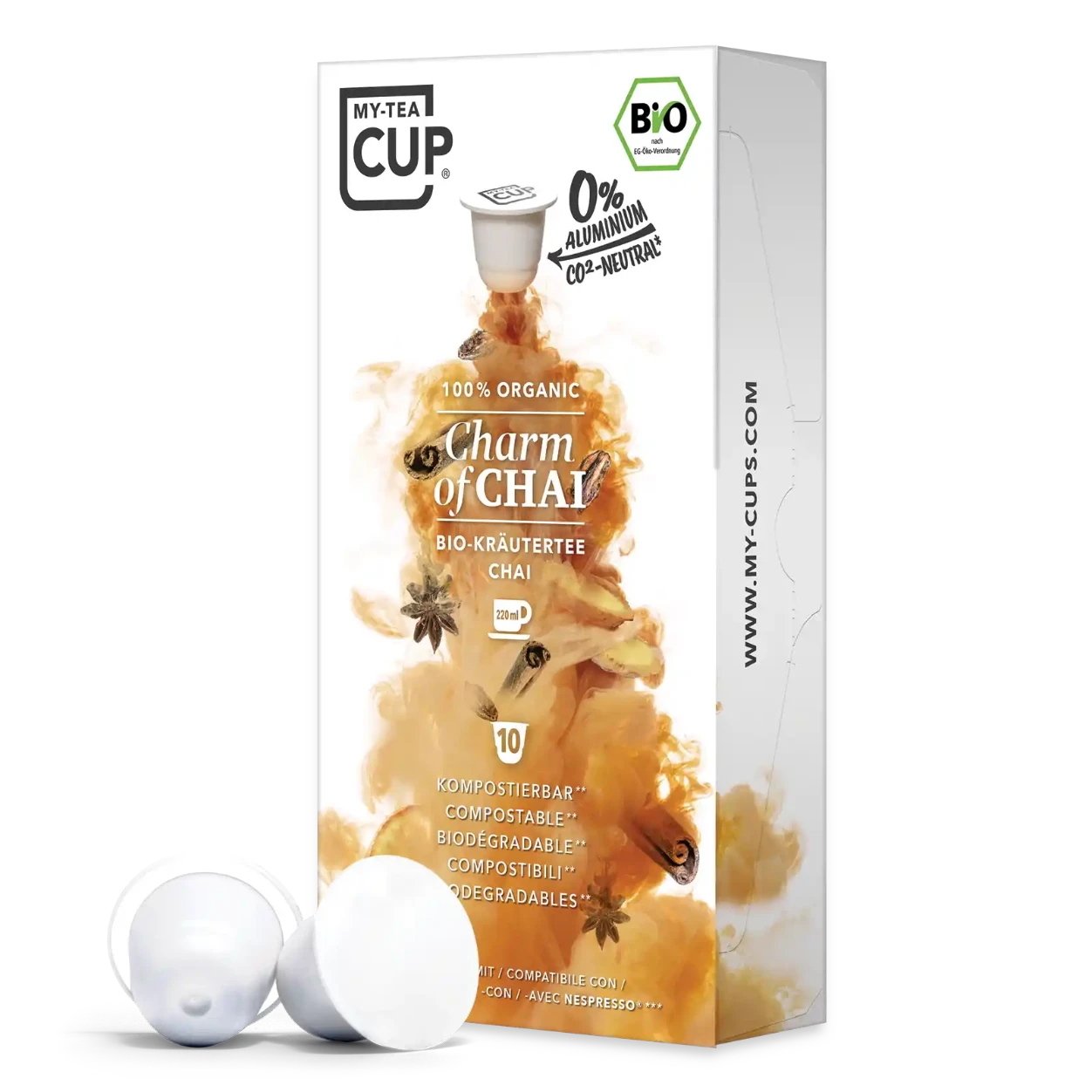 Nespresso kompatible Kapseln - charm of chai side profile - MyCoffeeCup.ch