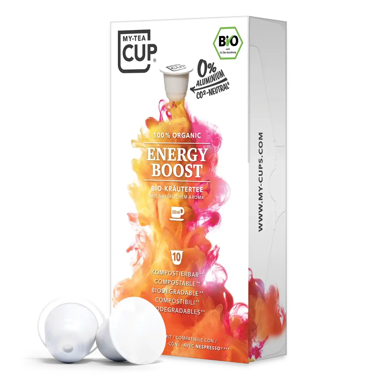Nespresso kompatible Kapseln - energy boost side profile - MyCoffeeCup.ch