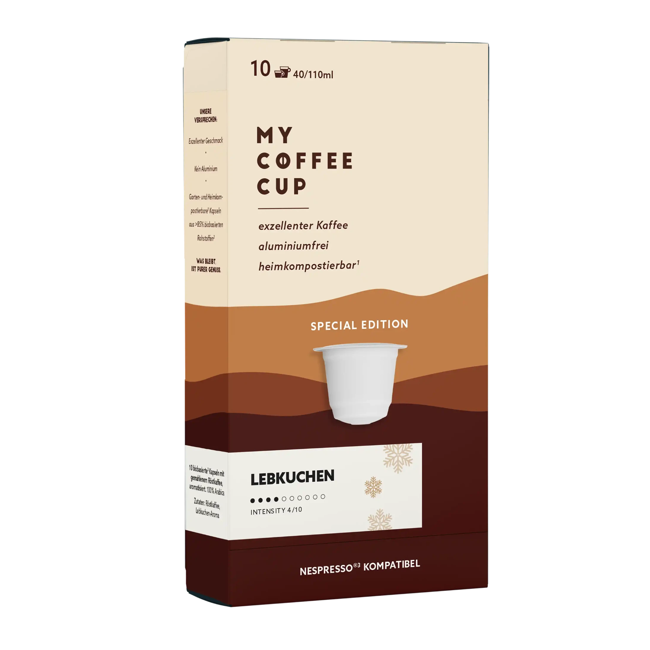 Nespresso kompatible Kapseln - lebkuchen side profile - MyCoffeeCup.ch