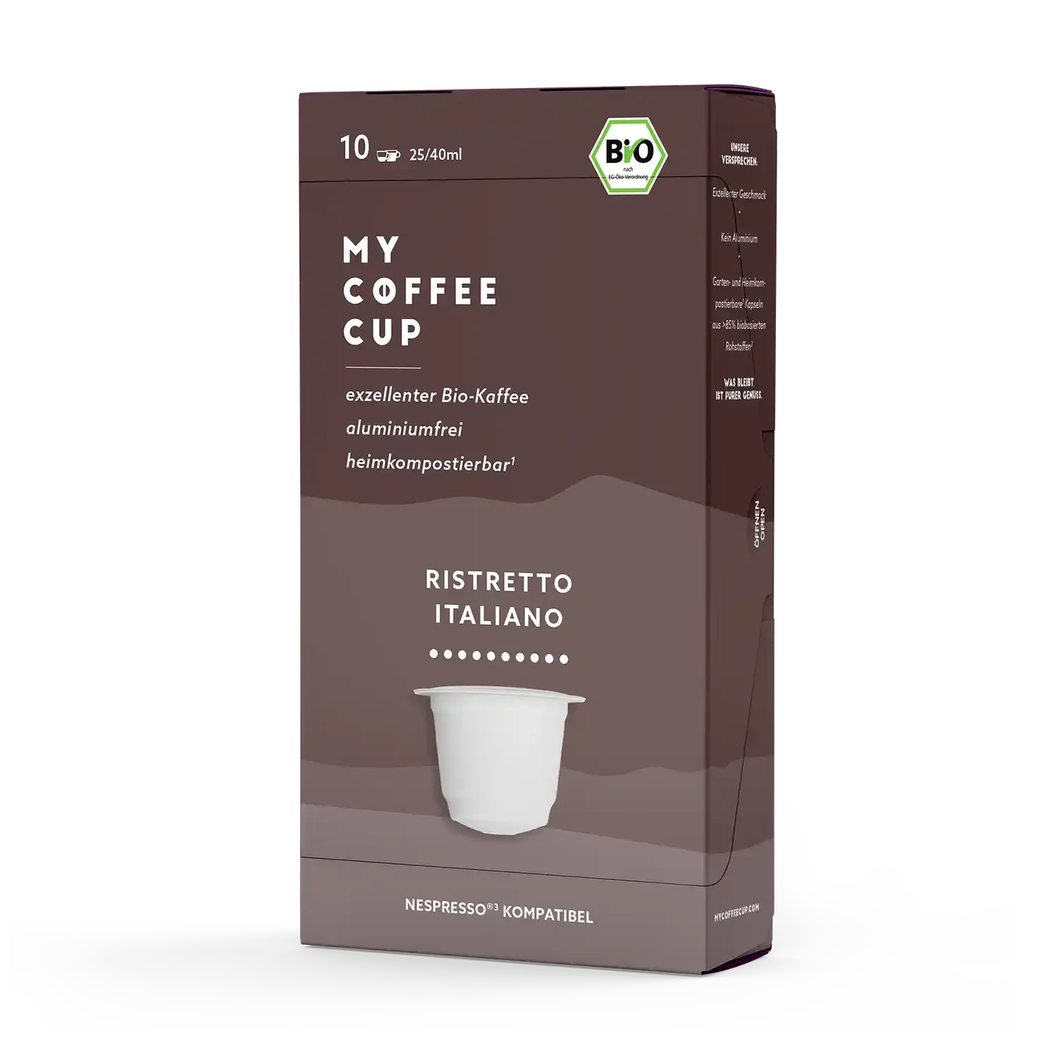 Nespresso kompatible Kapseln - ristretto italiano side profile - MyCoffeeCup.ch