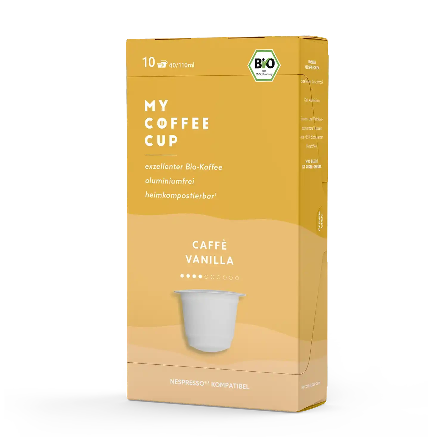 Nespresso kompatible Kapseln - caffe vanilla side profile- MyCoffeeCup.ch