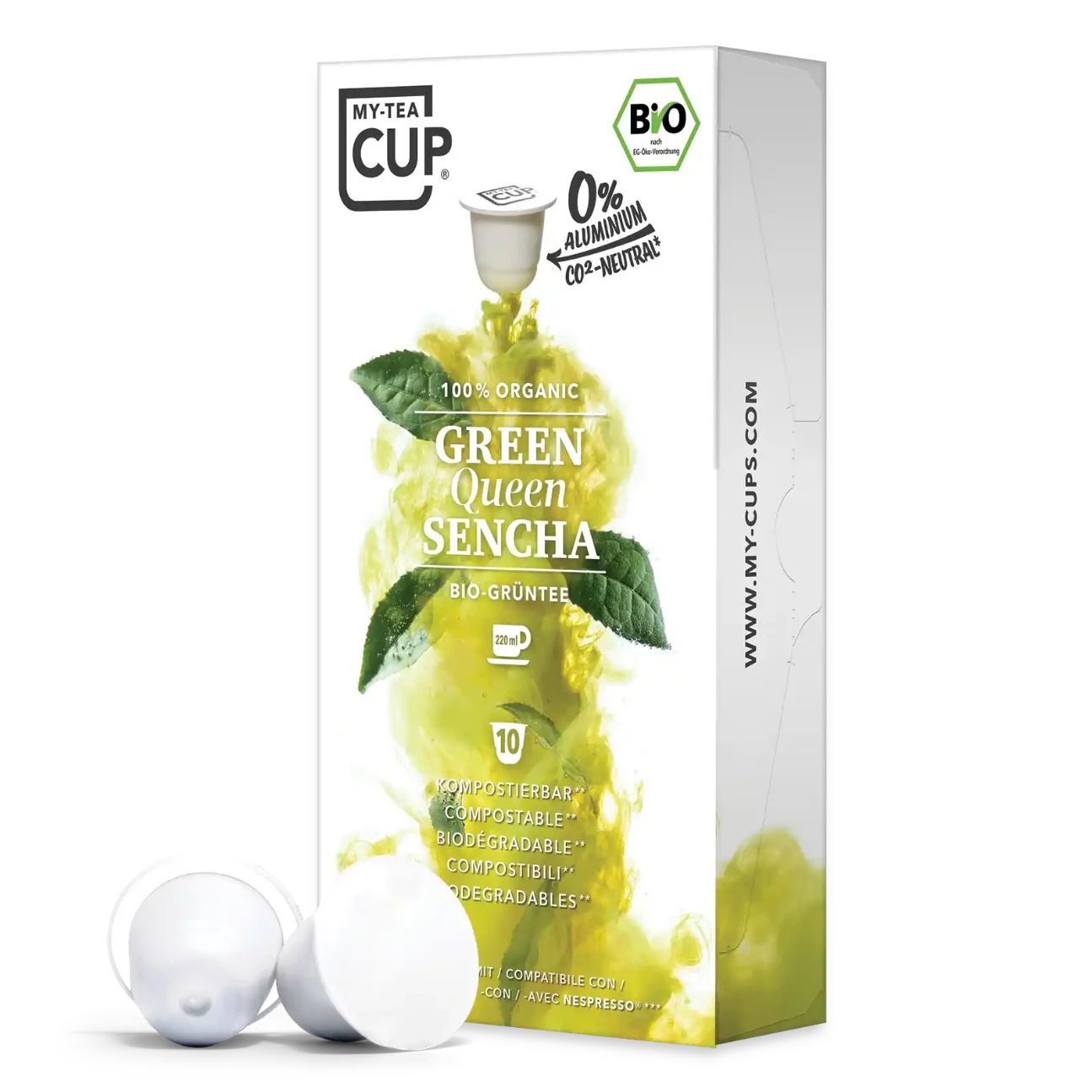 Nespresso kompatible Kapseln - green queen sencha side profile - MyCoffeeCup.ch