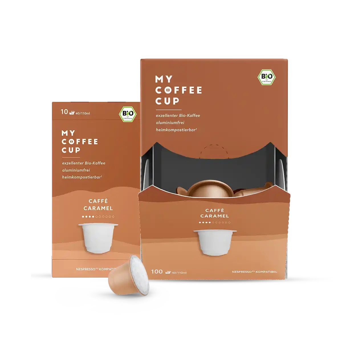 Nespresso kompatible Kapseln - caffe caramel - MyCoffeeCup.ch