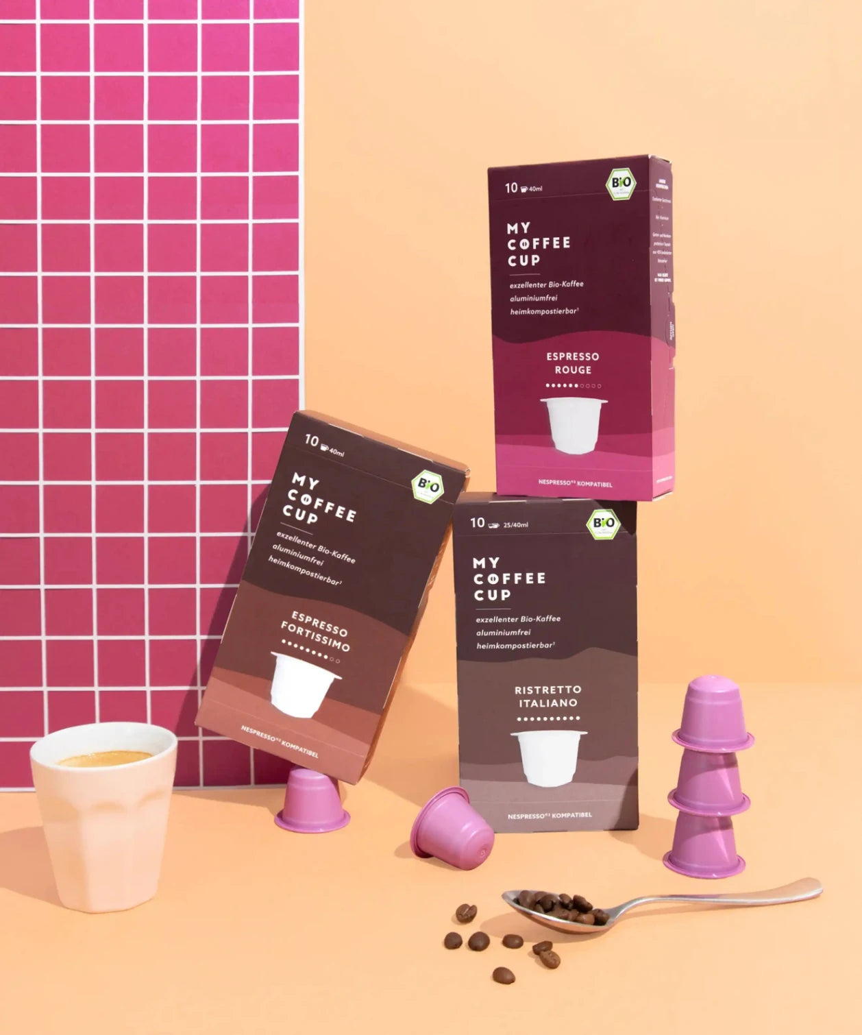 Nespresso kompatible Kapseln - coffee bundle illustration - MyCoffeeCup.ch