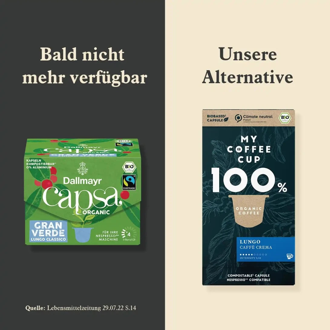 Nespresso kompatible Kapseln - dallmayr & lungo caffe crema - MyCoffeeCup.ch