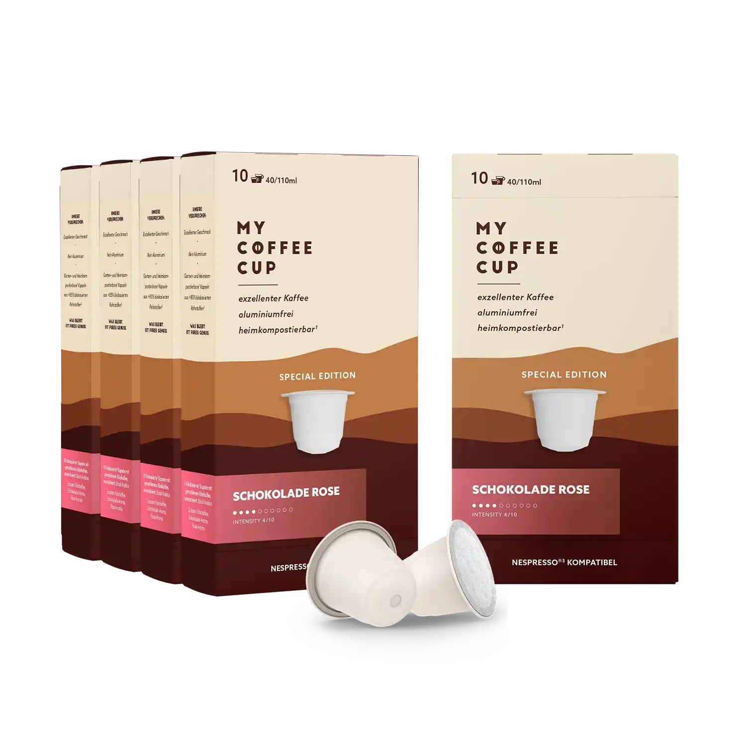 Nespresso kompatible Kapseln - schokolade rose 50 pack -  MyCoffeeCup.ch